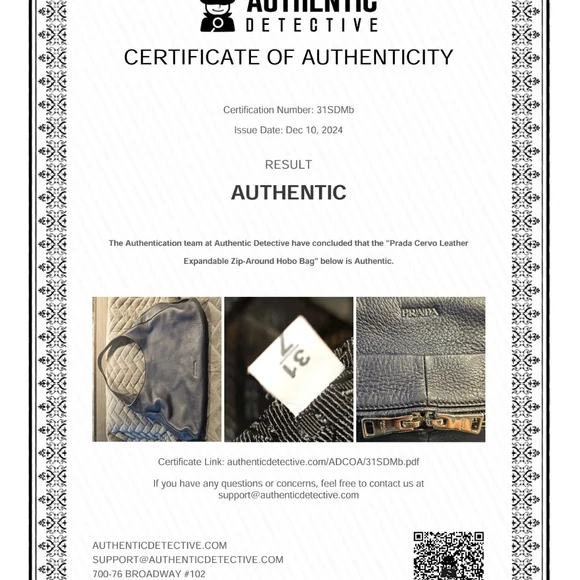 Authenticated Prada Expandable Zip Around Hobo Cervo Leather Navy Blue - Picture 11 of 16